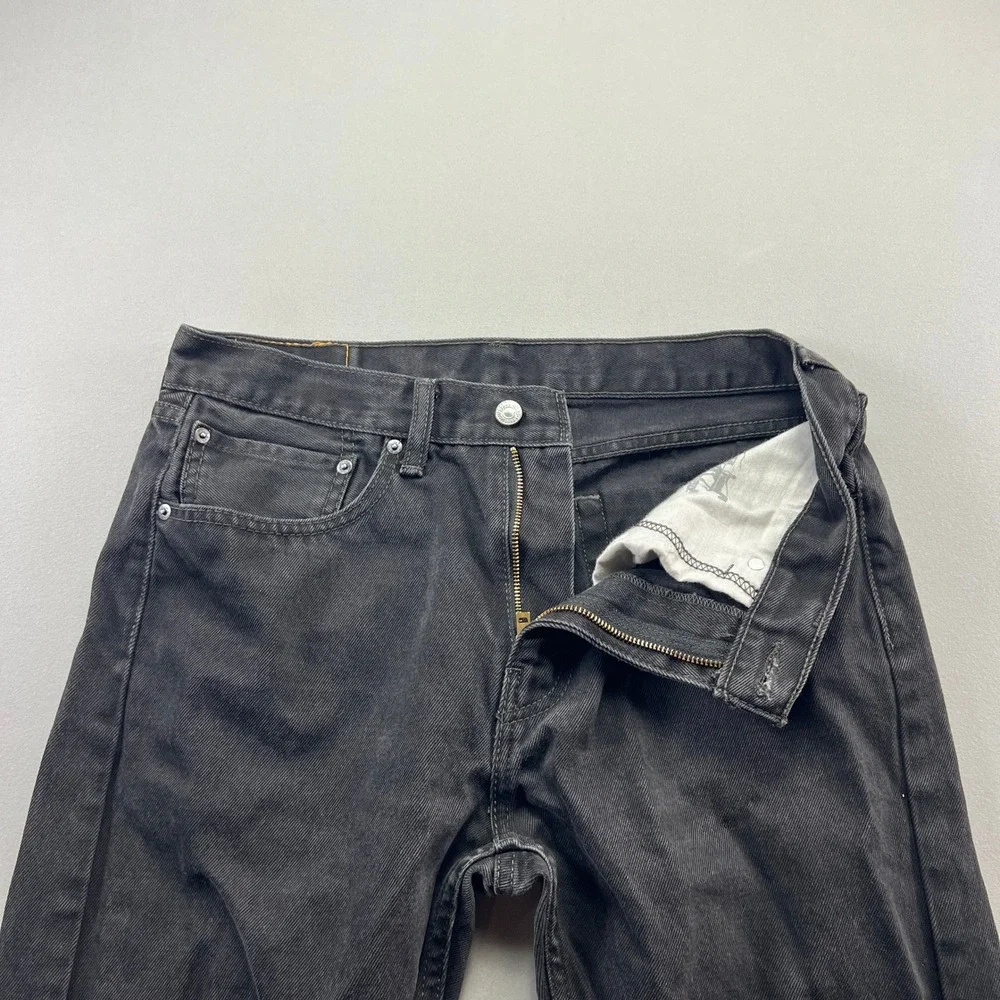 Levi's 505 Jeans Mens 34x32 Black Denim Cotton Regular Fit Mid Rise Straight Leg